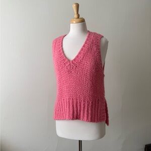 Cosier Copenhagen Pink Alpaca Blend Knit Sweater Vest V-Neck Size S